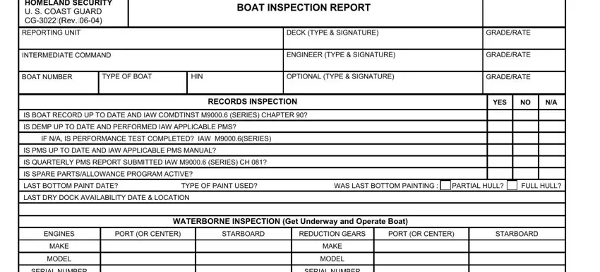 Filling out section 1 of Form Cg 3022