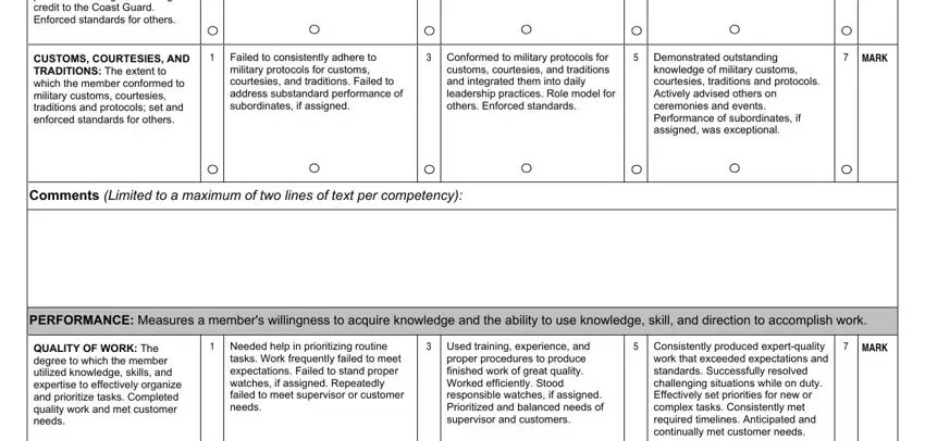 tasks Work frequently failed to, Used training experience and, and MILITARY BEARING The degree to of form 3788 editable