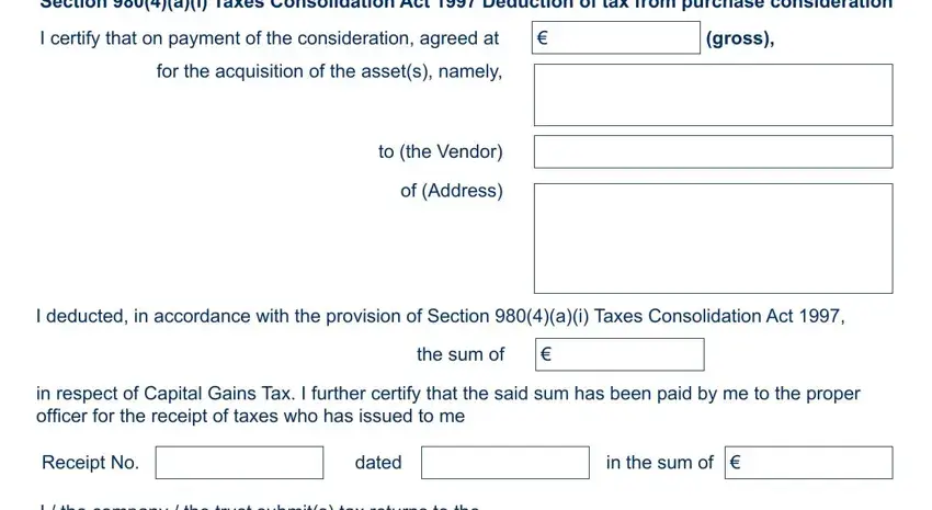 Step number 1 of filling out provision