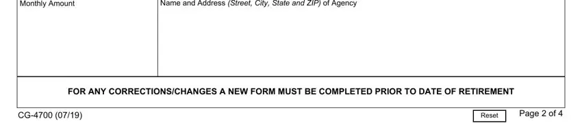 Page  of, Monthly Amount, and FOR ANY CORRECTIONSCHANGES A NEW of dhs form cg 4700