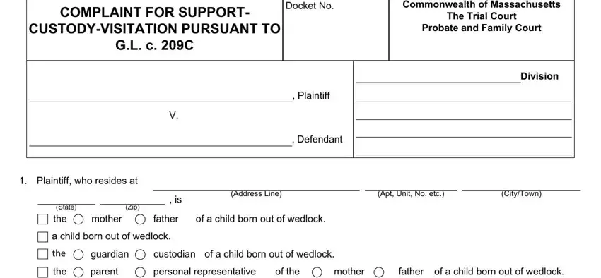 Stage no. 1 of submitting Form Cj D 109