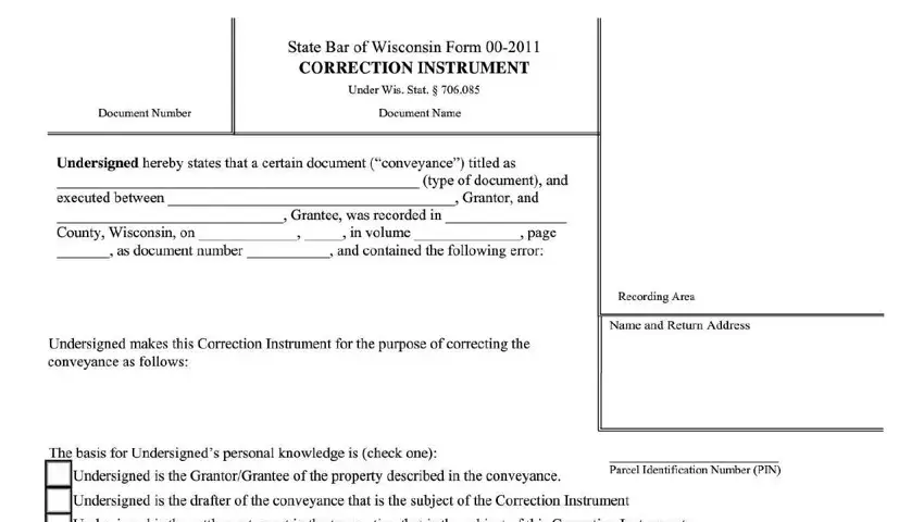 Writing section 1 of wisconsin affidavit of correction
