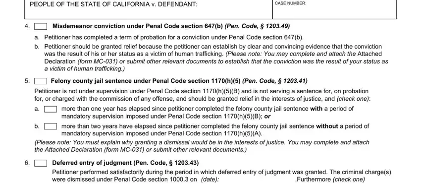 Step no. 4 in submitting request form for expungement