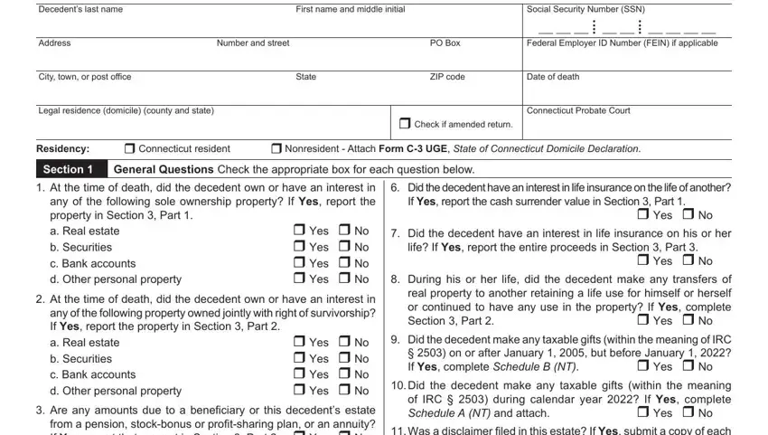 Step # 1 of submitting Form Ct 706 Nt