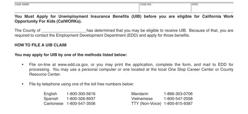 Completing section 1 in unemployment claim form pdf