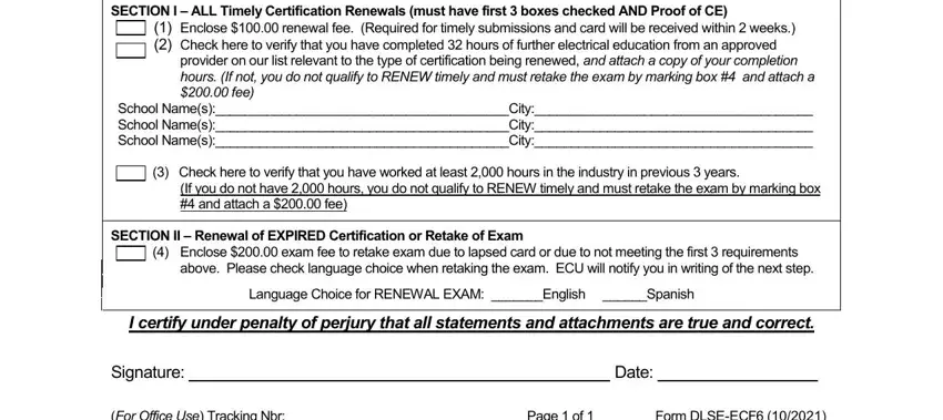 Stage no. 2 in filling in ca renewal app