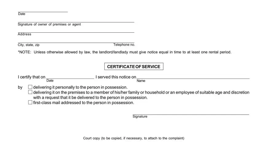 Part number 2 of submitting michigan notice to quit