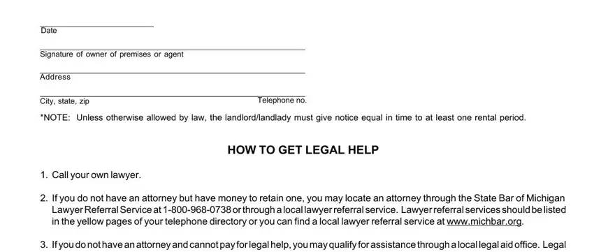 Stage number 4 of filling out michigan notice to quit