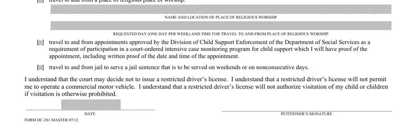 Stage # 3 in filling out Form Dc 281