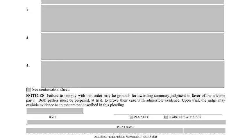 Filling out segment 2 in bill of particulars