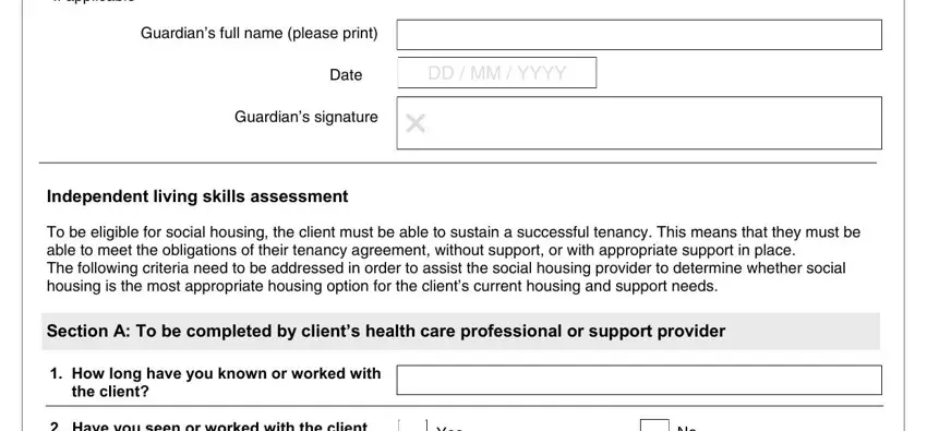 Stage number 3 of submitting supported living risk assessment template