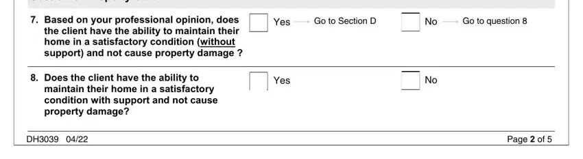 maintain their home in a, Yes, and Go to question in supported living risk assessment template