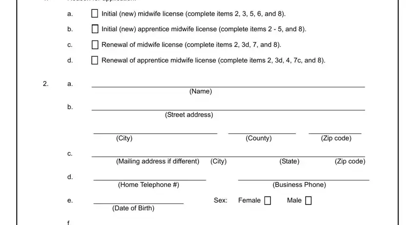 Filling out part 1 in MIDWIFERY