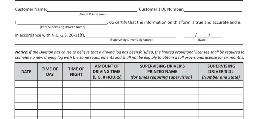 Part no. 1 of completing form dl nc