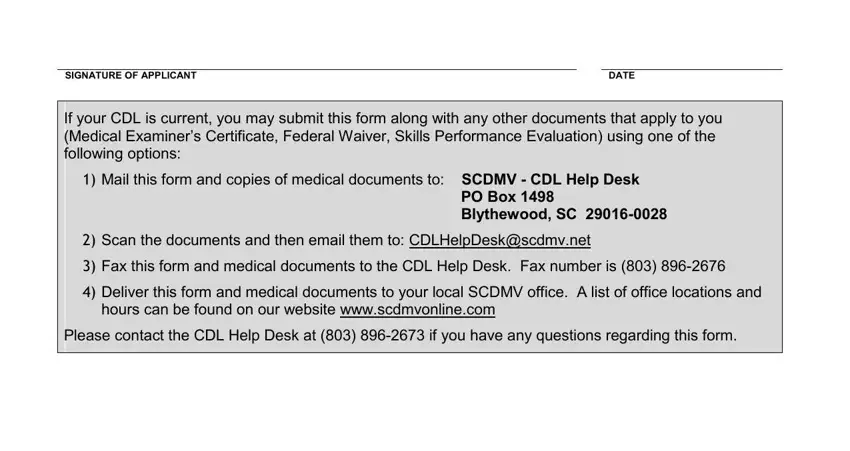 Filling out part 2 in sc dmv cdl help desk