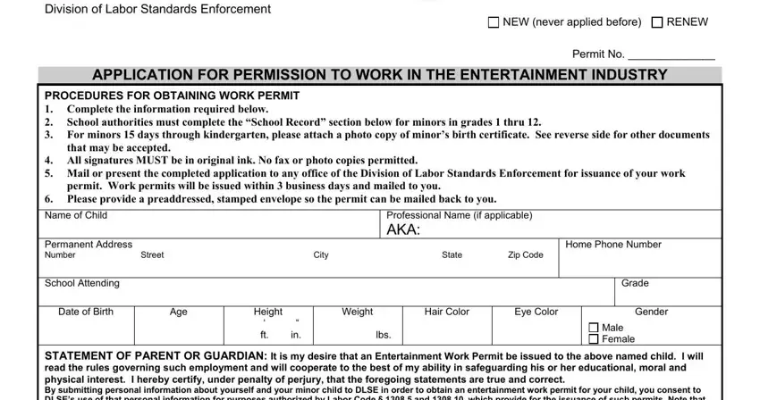 Step # 1 of filling in Form Dlse 277