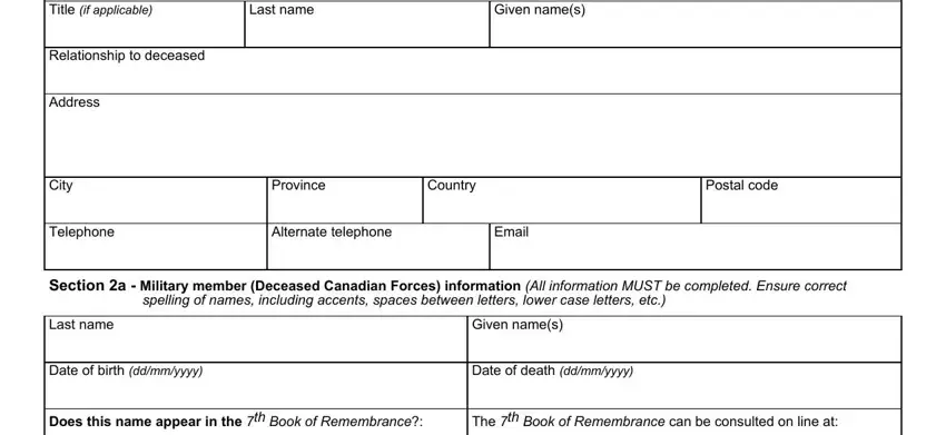 Filling out section 2 in Form Dnd 2930 E