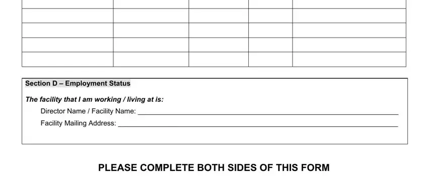 Dates of Residency From  To, Director Name  Facility Name, and Section D  Employment Status The of Form Dphhs Qad Crl 18