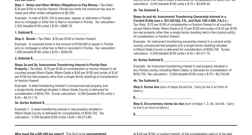 Stage no. 3 of filling in florida dr documentary stamp tax