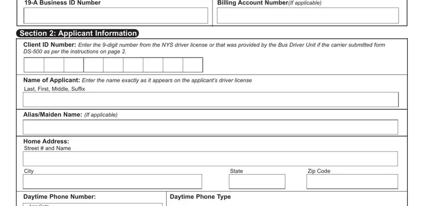 Filling in section 1 in 9-digit
