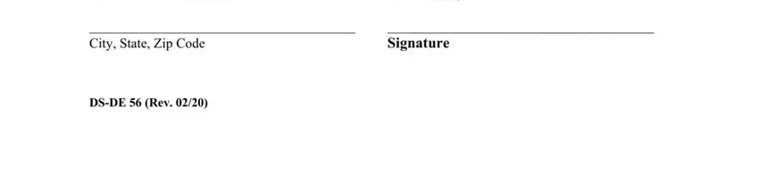 Street or Post Office Box, City State Zip Code, and DSDE  Rev inside oath of office sample format