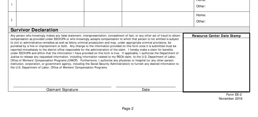 Stage number 4 in filling out ee 2
