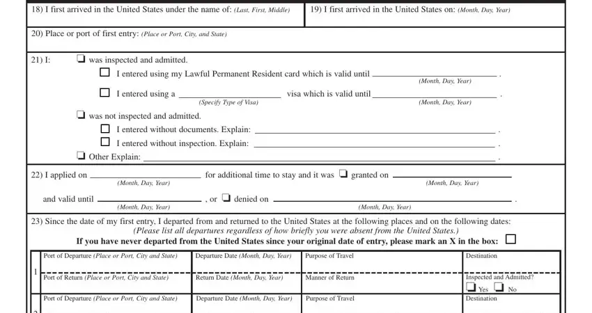 Step number 3 of filling out deportable