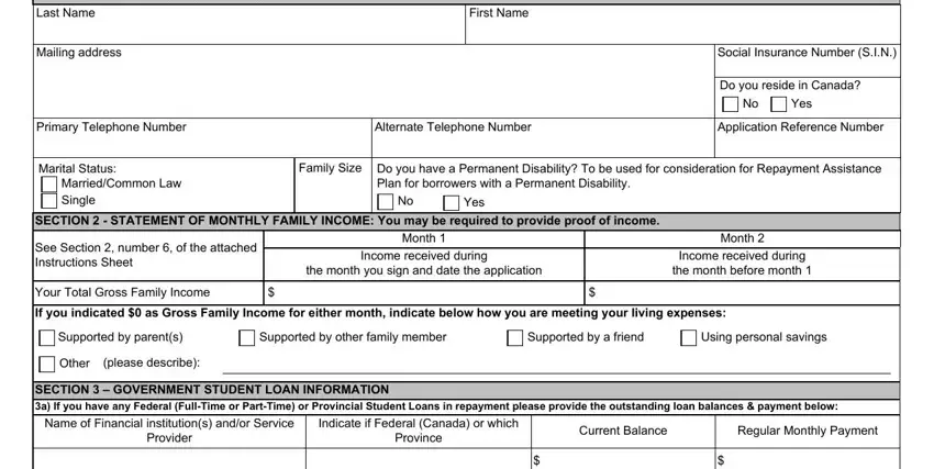 Stage no. 1 for filling in Form Esdc Sde0080