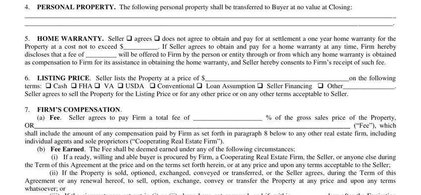 Step # 4 in completing Exclusive Right to Sell Listing Agreement Form