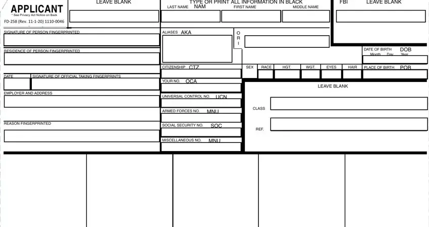 Stage number 1 in submitting what is fd 258 form