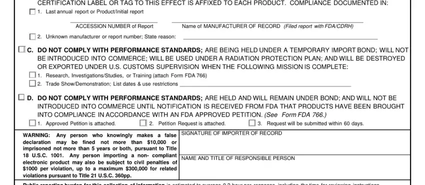 Step # 2 of completing declaration for imported electronic products form