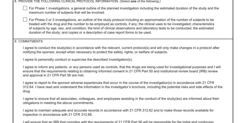 COMMITMENTS, I agree to ensure that all, and For Phase  or  investigations an of fda statement