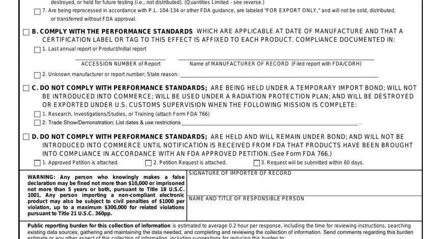 Filling in segment 2 of fda 2877 form 2018