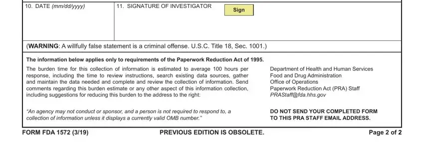 Completing part 4 in fda statement