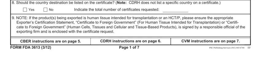 Step # 3 for filling in form fda 3613