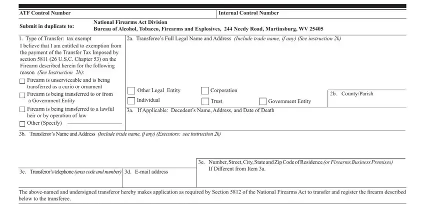 Filling in segment 1 in how to register a gun in your name