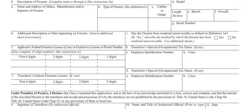 Stage # 2 for filling in how to register a gun in your name