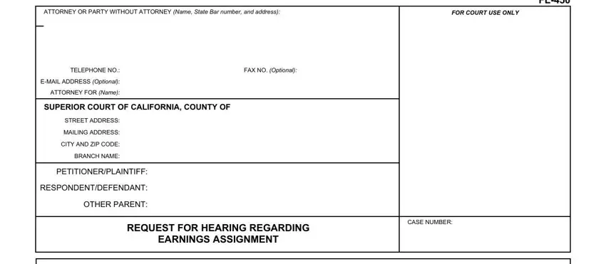 Filling out part 1 of form assignment fl