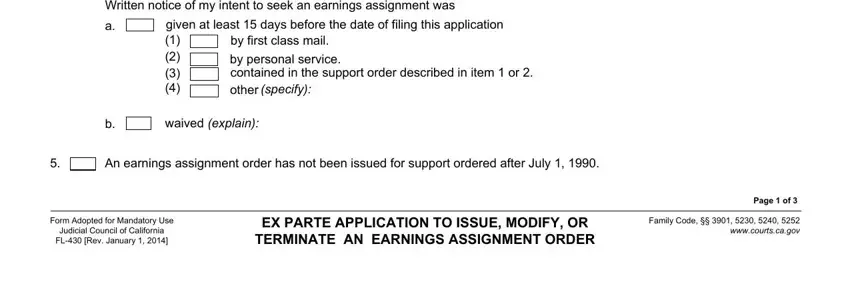 Filling in part 3 in fl 430 california