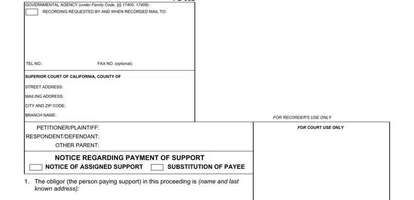 Stage number 1 of completing notice payment support