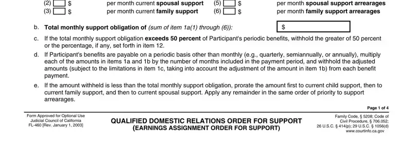 Stage number 3 for filling in california fl460 form