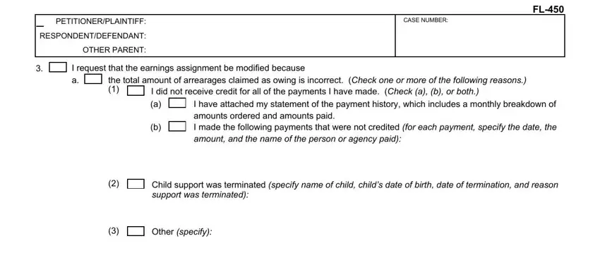 Filling out part 4 in form assignment fl