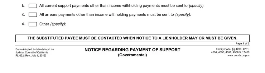 The way to fill in notice payment support part 3