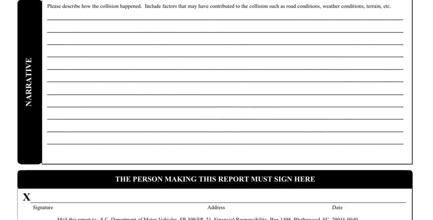 Filling in section 4 in traffic collision report