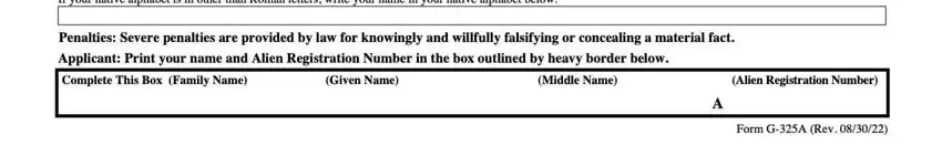 Stage number 3 for filling out how to form g 325a
