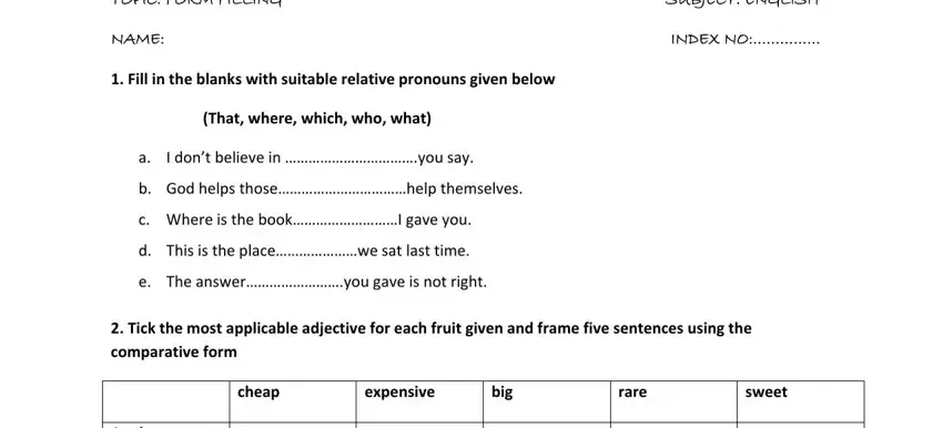 Filling out section 1 in filling out forms worksheets grade 5