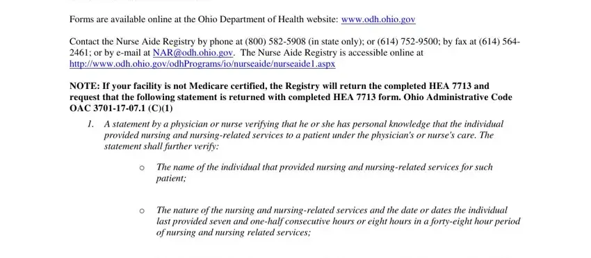 Filling out section 1 of ohio aide form printable