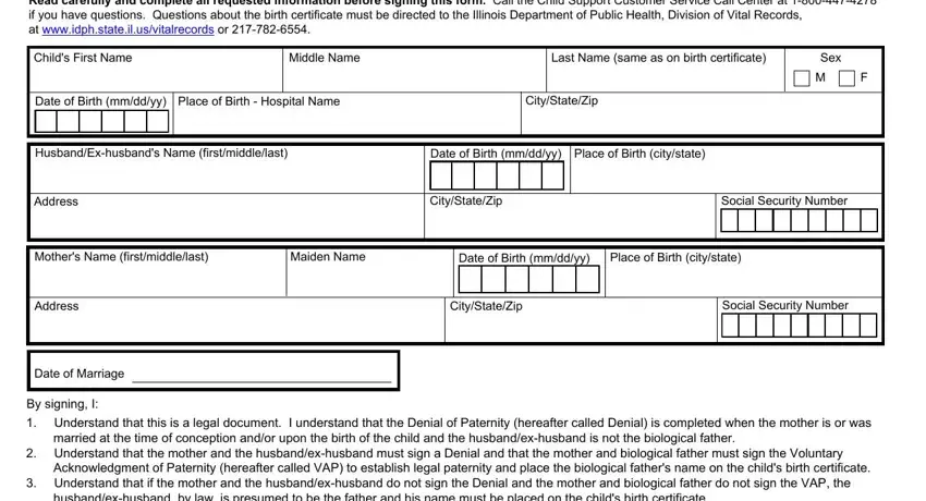 Stage # 1 for filling out Form Hfs 3416D