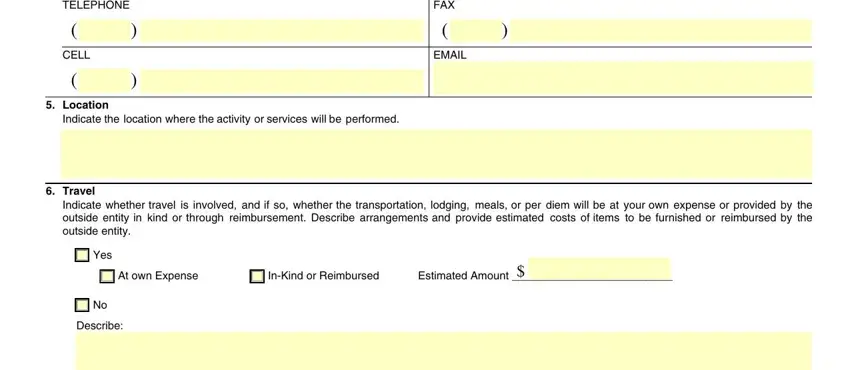 At own Expense, Location, and Estimated Amount in hhs outside activity