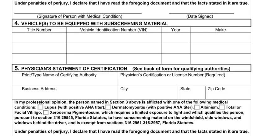 Stage number 2 in completing dmv form for window tint